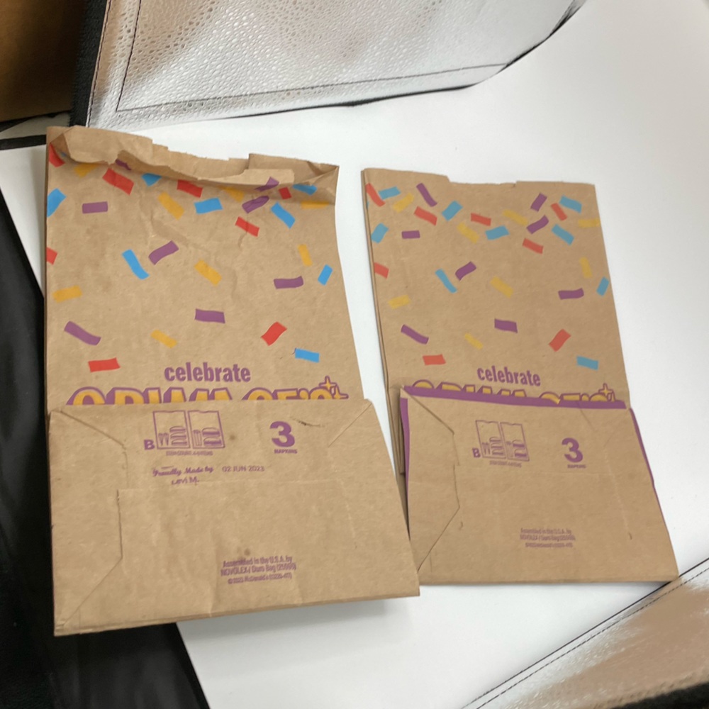 McDonald’s Grimace Birthday Packaging. 2 cups, 2 small bags, 2 large bags - Picture 4 of 12